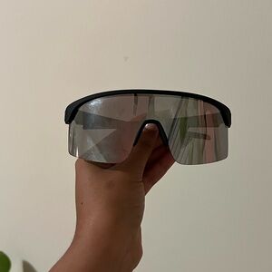 Black and Silver Visor Sunglasses